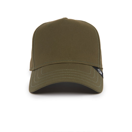 Gr�ne Goorin Cap mit gewachster, wetterfester Baumwolle und gebogenem Schirm.