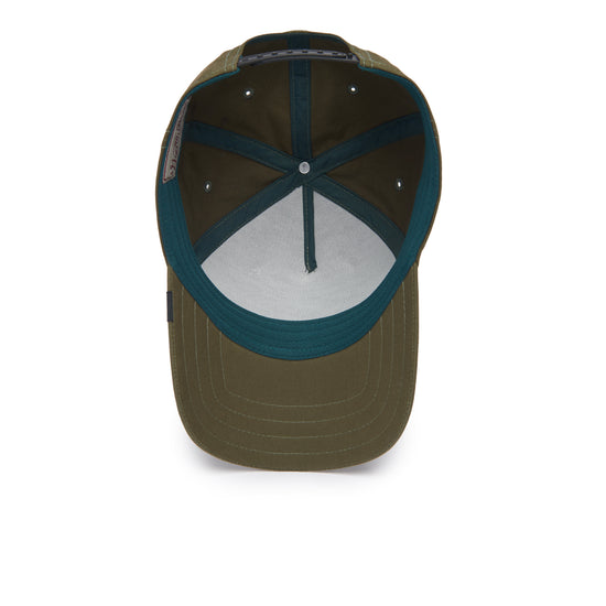 Gr�ne Truckercap mit gewachster Oberfl„che und atmungsaktivem Netz innen.