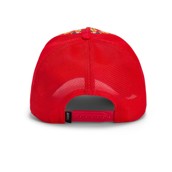 Rote Trucker-Cap mit Mesh-R�ckseite und verstellbarem Verschluss aus Kunststoff.